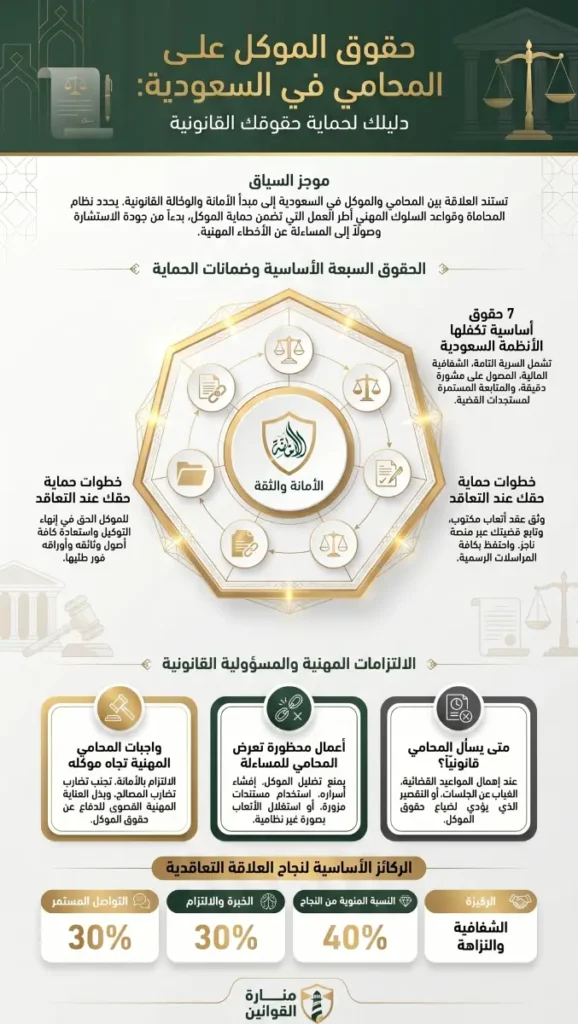 حقوق الموكل على المحامي في النظام السعودي