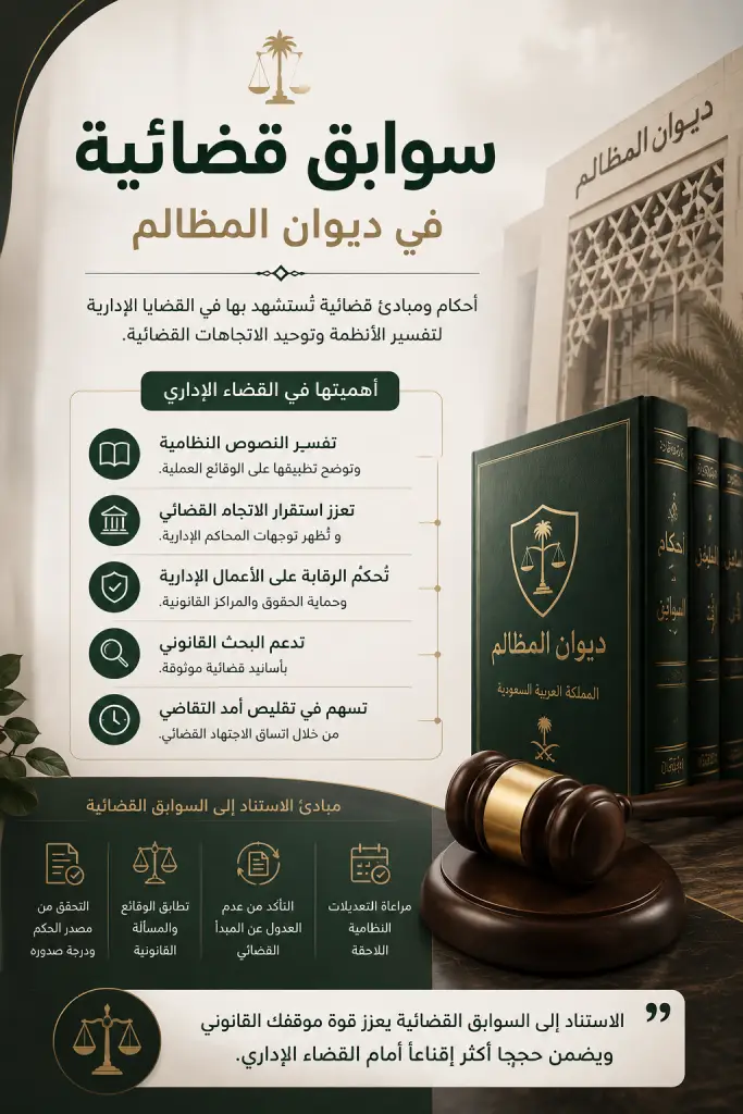 محامي يراجع سوابق قضائية في ديوان المظالم لصياغة المذكرات القانونية