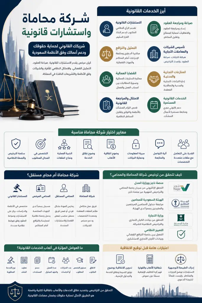 شركة محاماة واستشارات قانونية في السعودية ومعايير اختيار الخدمات القانونية