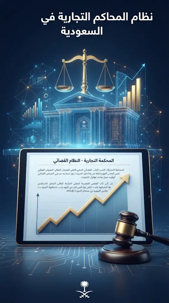 مكتب قانوني مع جهاز حاسوب يعرض صحيفة الدعوى وفق نظام المحاكم التجارية في السعودية