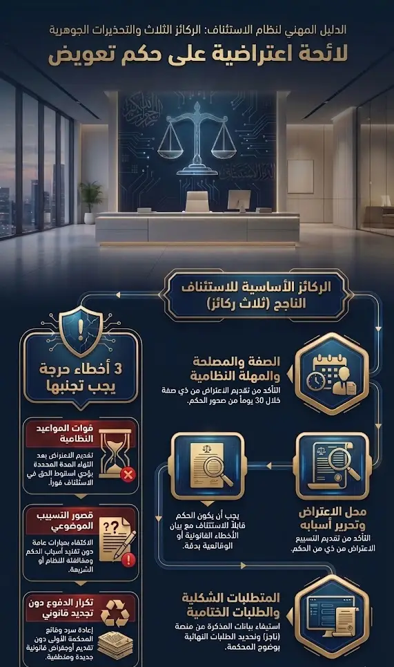 لائحة اعتراضية على حكم تعويض 2 حساب المواعيد النظامية لتقديم لائحة اعتراضية على حكم تعويض في المحاكم السعودية.
