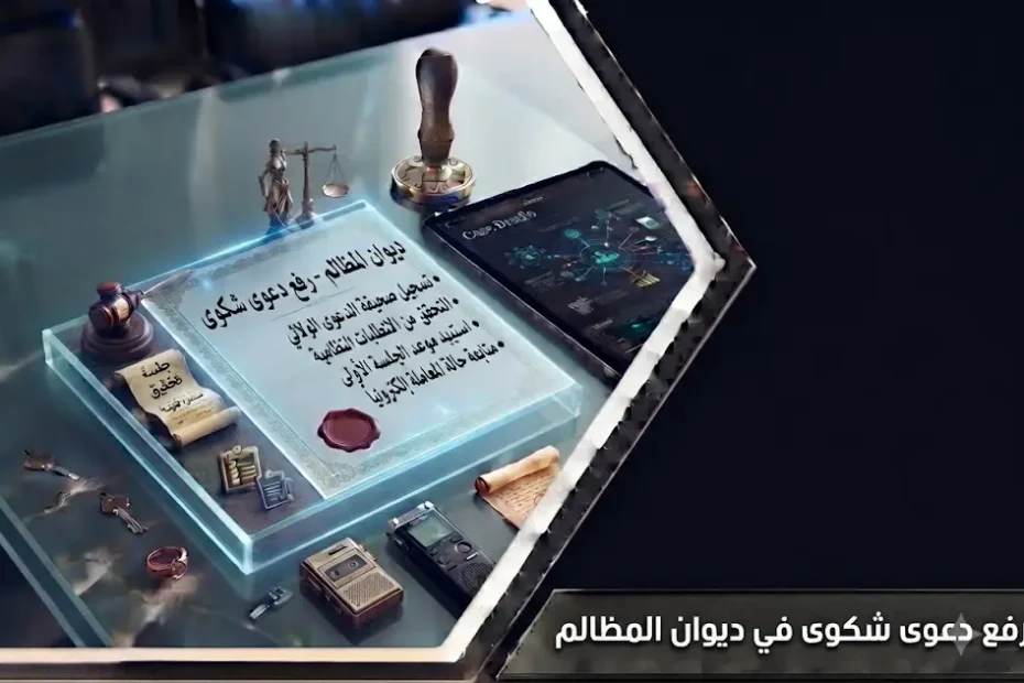 إنفوغرافيك يوضح شروط رفع دعوى شكوى في ديوان المظالم وخطوات التقديم عبر منصة معين
