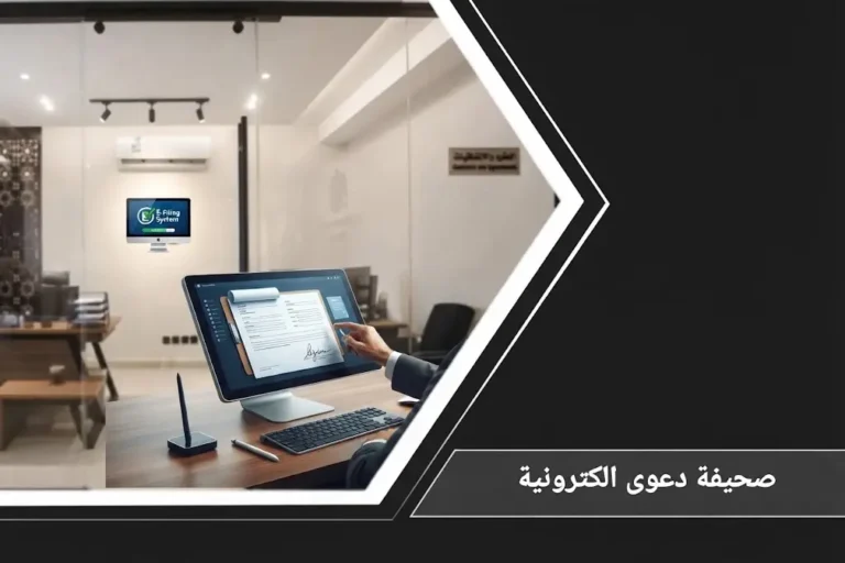صورة تعبيرية رسمية توضح الخطوات والشروط المعتمدة لدى وزارة العدل من أجل طريقة عمل صحيفة دعوى الكترونية عبر منصة ناجز بكل سهولة.