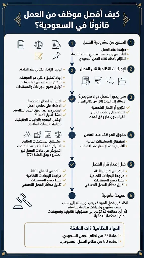 كيف أفصل موظف من العمل قانونا 1 دليل إجرائي يوضح كيف أفصل موظف من العمل قانونا وفق نظام العمل السعودي.
